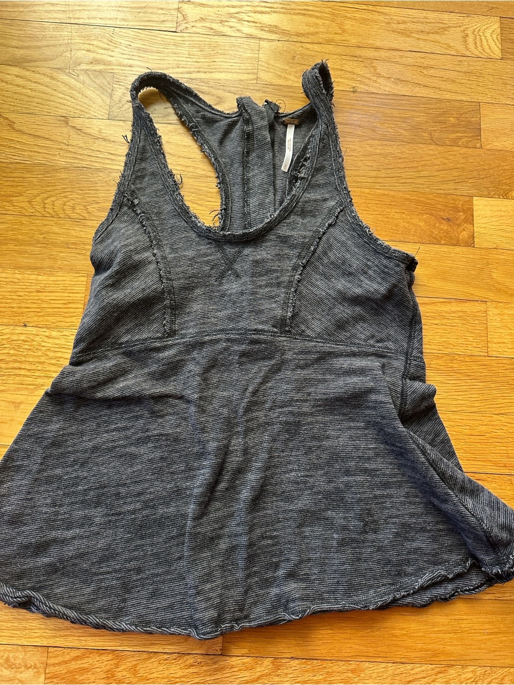 Free People Charcoal Gray Textured Zip-back Tank